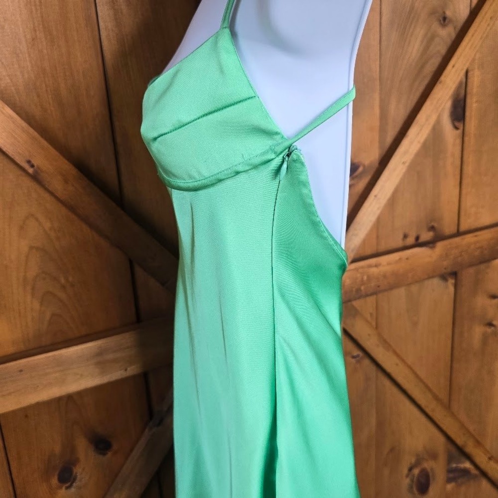 Zara Mint Green Satin Midi Slip Camisole Dress Backless Strappy Womens S Chic - Picture 7 of 16